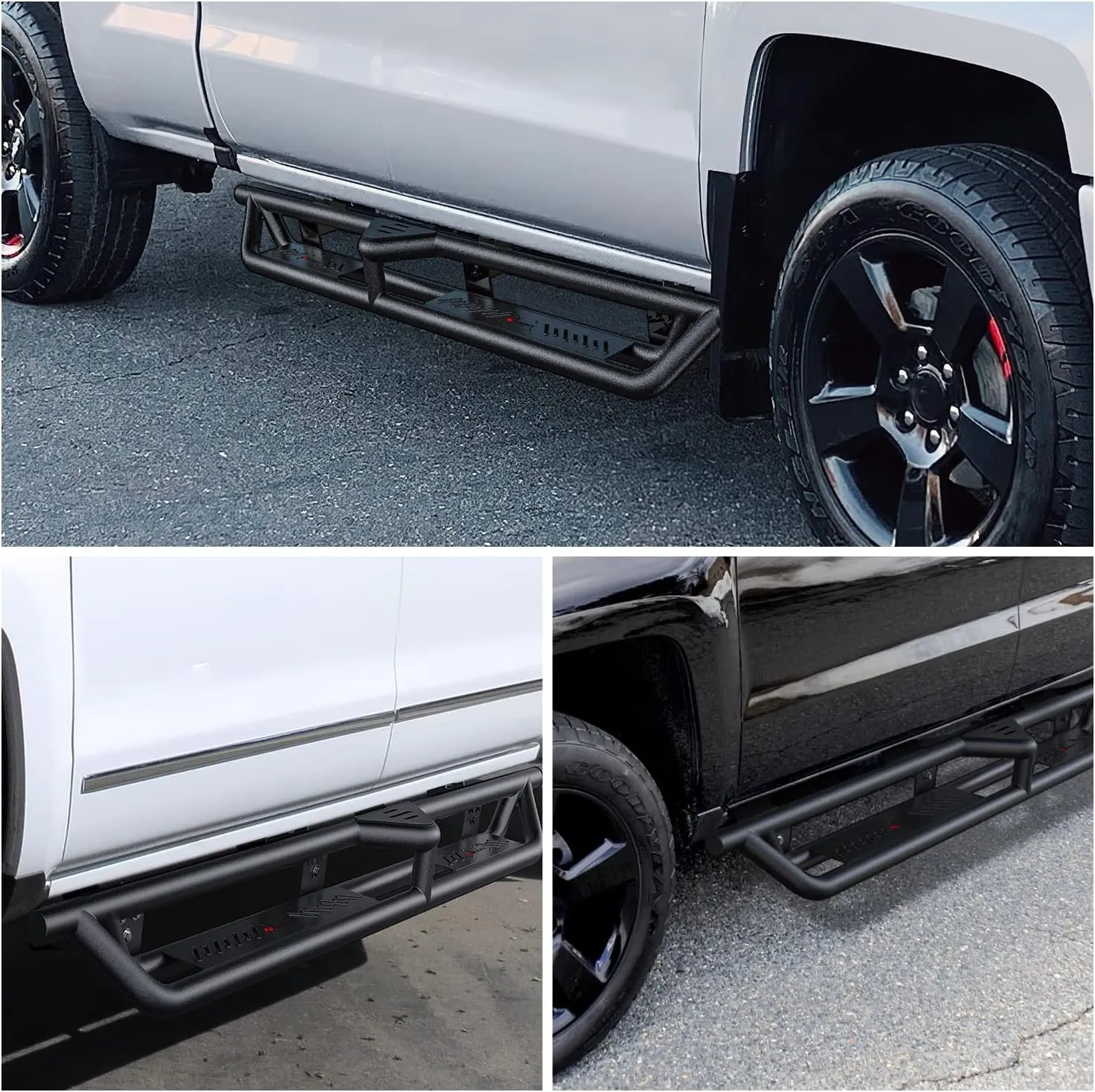 2007-2018 Chevy Silverado/GMC Sierra 1500 | 2007-2019 Chevy Silverado/GMC Sierra 2500HD 3500HD Extended Running Boards Dual-Stage Textured Powder Coated Side Step Nerf Bars Running Boards