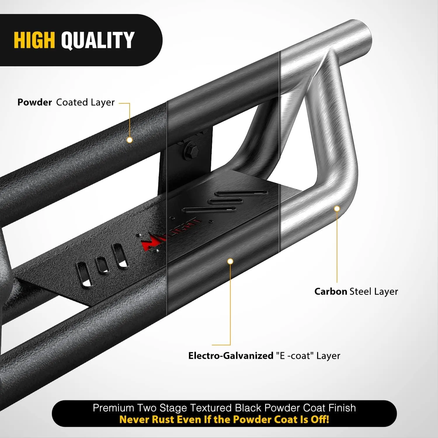 2007-2018 Chevy Silverado/GMC Sierra 1500 | 2007-2019 Chevy Silverado/GMC Sierra 2500HD 3500HD Extended Running Boards Dual-Stage Textured Powder Coated Side Step Nerf Bars Running Boards