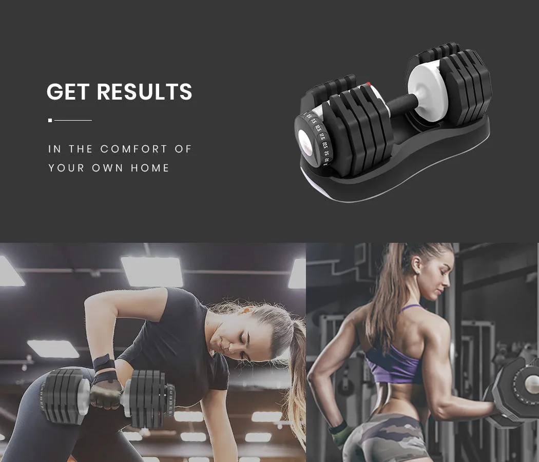 2x 25kg Adjustable Dumbbell Set Weights Dumbbells Home Fitness Stand | ATIVAFIT