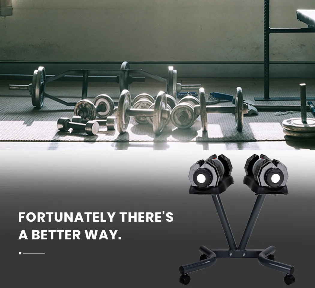 2x 25kg Adjustable Dumbbell Set Weights Dumbbells Home Fitness Stand | ATIVAFIT