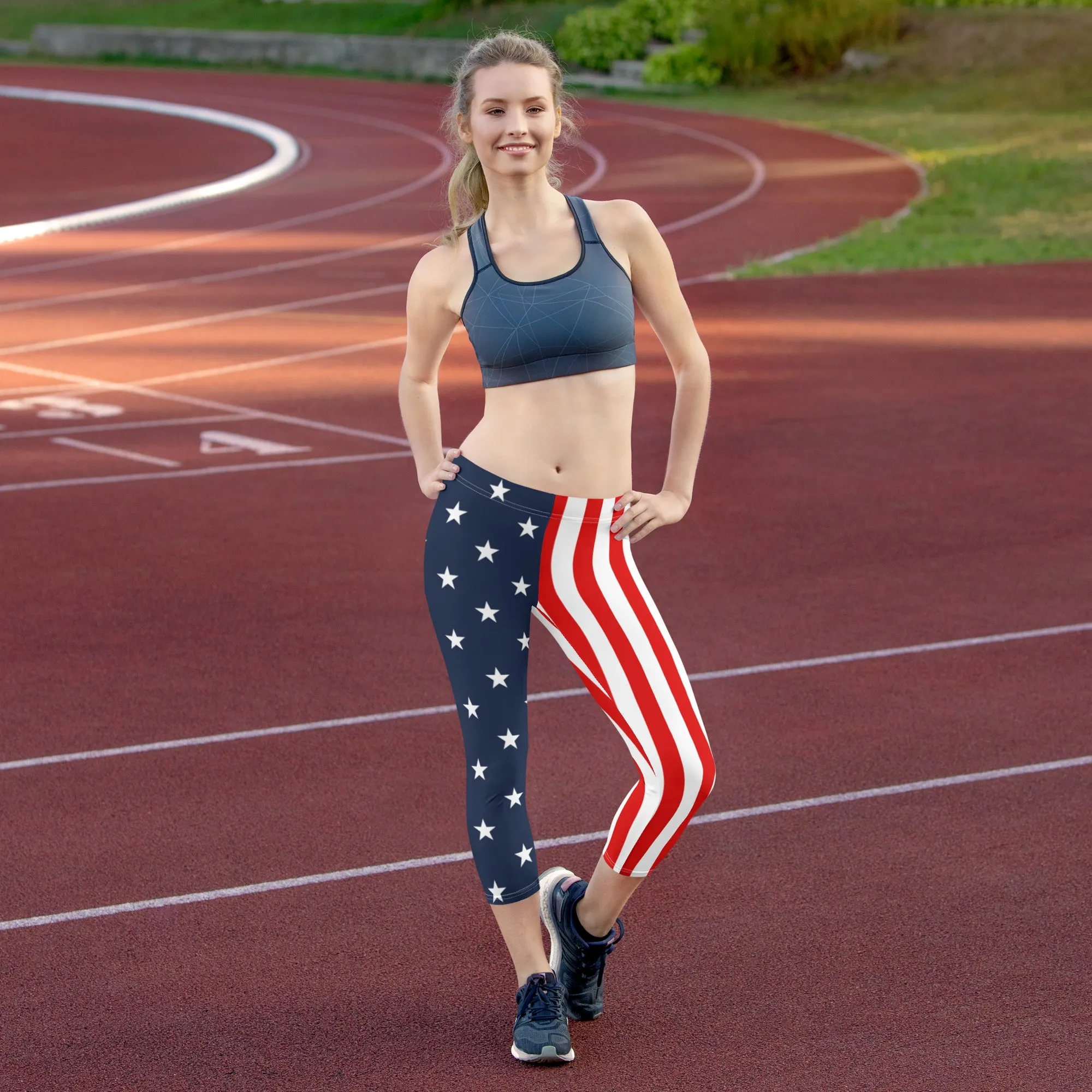 American Flag Capri Leggings