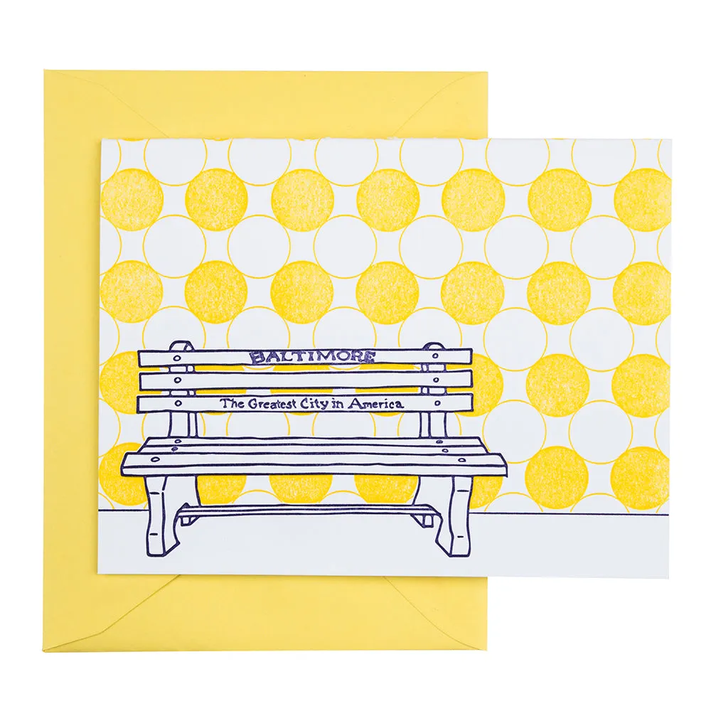 Baltimore Maryland | Greatest City In America Bench | Letterpress City Card