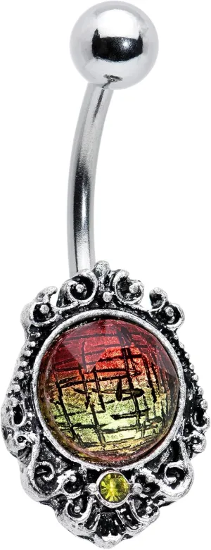 Body Candy Womens 14G 316L Stainless Steel Navel Ring Piercing Red Yellow Accent Orb Belly Button Ring