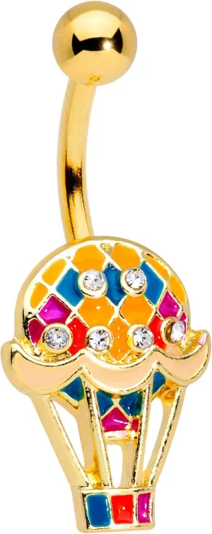 Body Candy Womens 14G PVD Steel Navel Ring Piercing Red Yellow Hot Air Balloons Belly Button Ring