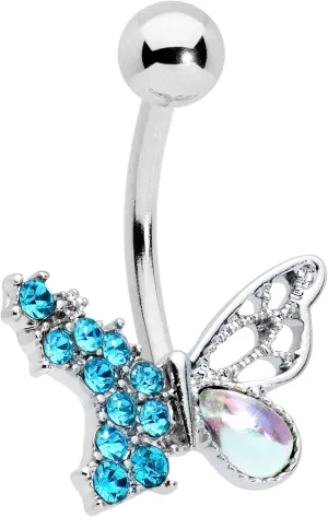 Body Candy Womens 14G Stainless Steel Navel Ring Piercing Color Accent Glam Butterfly Belly Button Ring