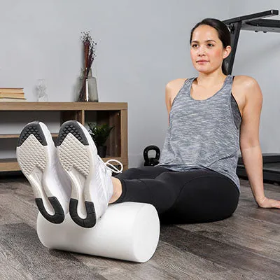 CanDo Foam Roller - White PE foam - 4" x 36" - Half-Round