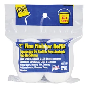FOAMPRO 163 Roller Refill, 3/8 in Thick Nap, 2 in L, Foam Cover