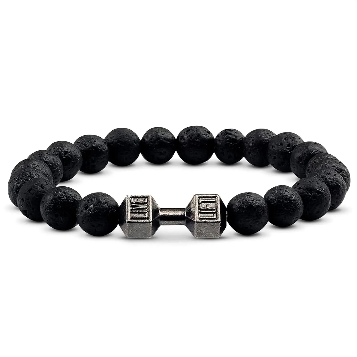 Lava Rock Bracelet - Stylish Matching Beaded Bracelets for Men & Women with Trendy Dumbbells, Comfortable Elastic Rope - Soothing Diffuser Bead Bracelet Men & Women Exquisite Gift