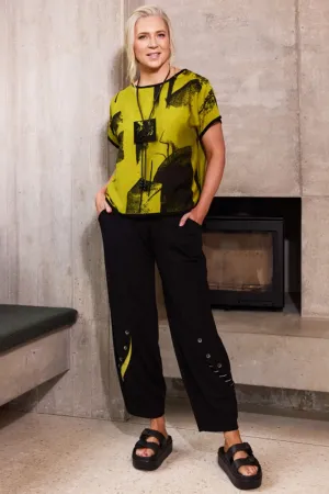 ORA Pull up Trousers with Button Detail