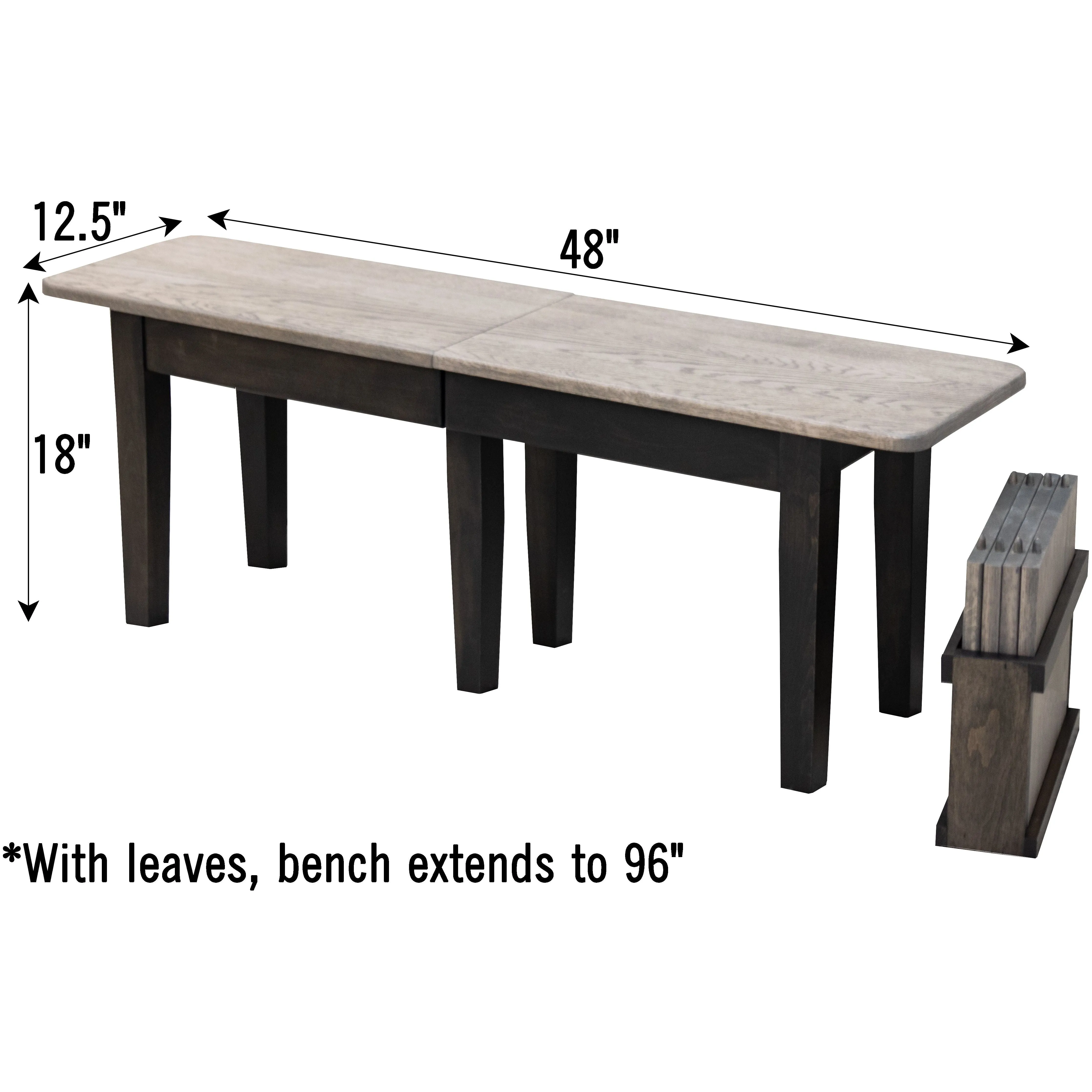 Shaker Expandable Bench, 4' to 8'
