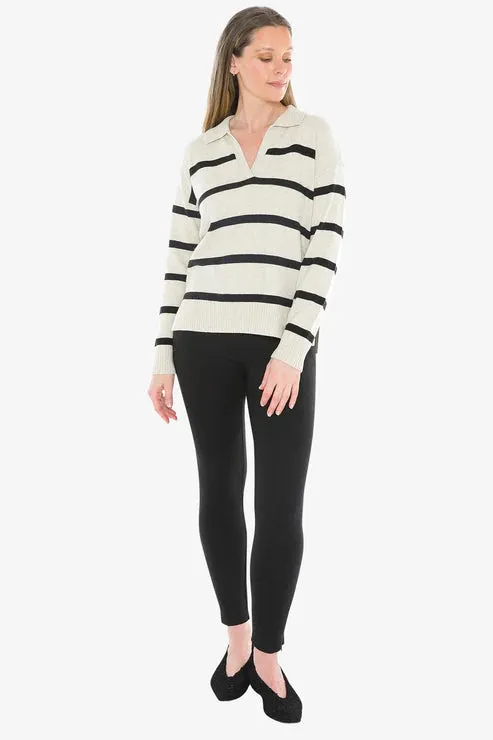 Stripe Collar Pullover - Wishbone/Blk