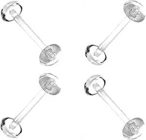 Tongue Retainer 4pc Tongue Rings 14 Gauge Clear Bio-Flex