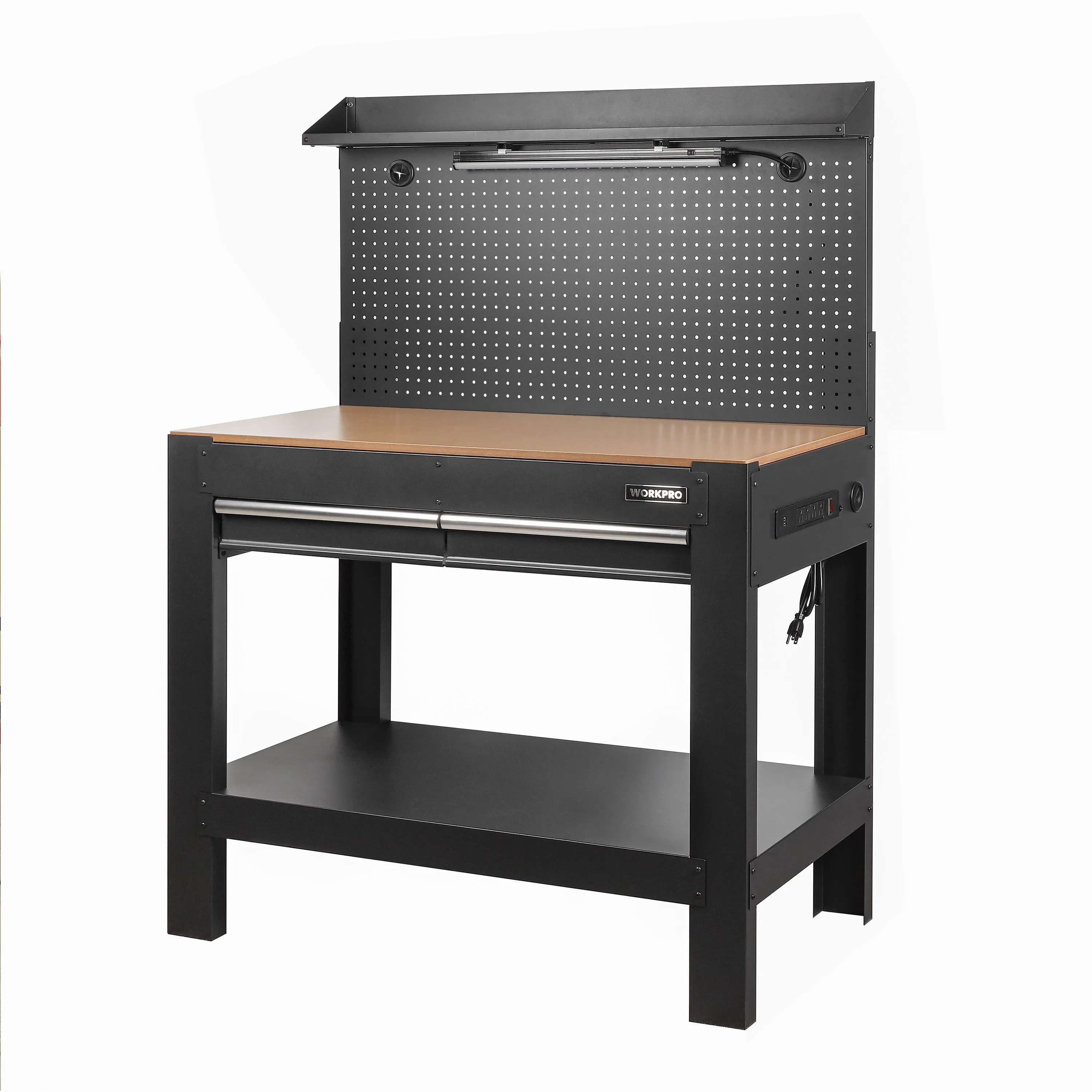 Workpro 45-in Multipurpose Workbench with LED Light & Power Strip, Steel