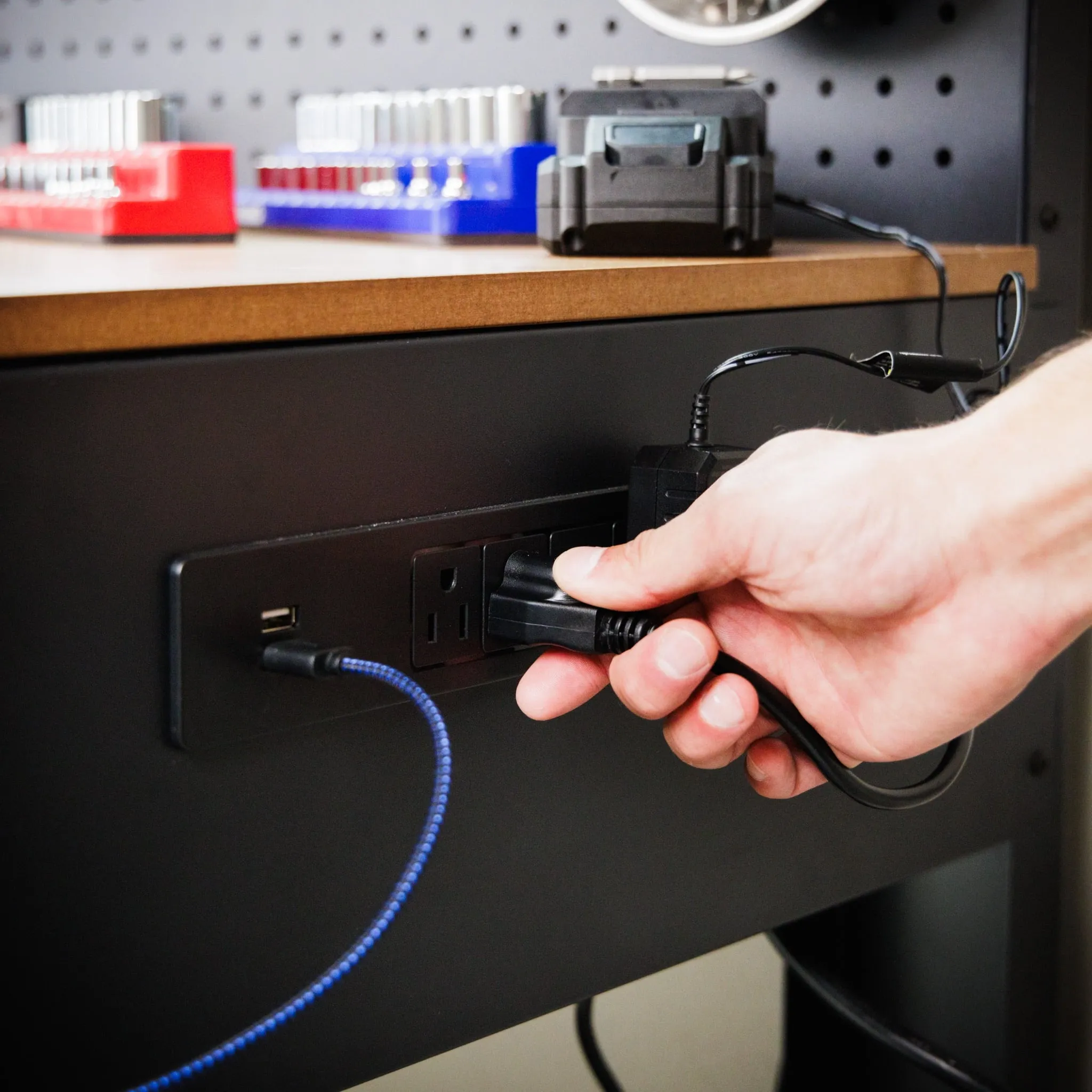 Workpro 45-in Multipurpose Workbench with LED Light & Power Strip, Steel
