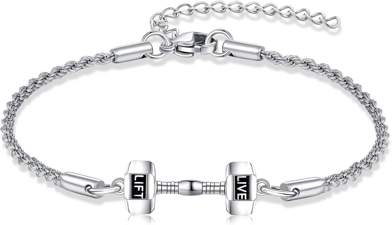 YAFEINI Dumbell Bracelet For Men 925 Sterling Silver Weighted Bracelet 10lb Gym Bracelets Sport Jewelry Gifts For Men Women Dumbell Lovers