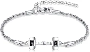 YAFEINI Dumbell Bracelet For Men 925 Sterling Silver Weighted Bracelet 10lb Gym Bracelets Sport Jewelry Gifts For Men Women Dumbell Lovers